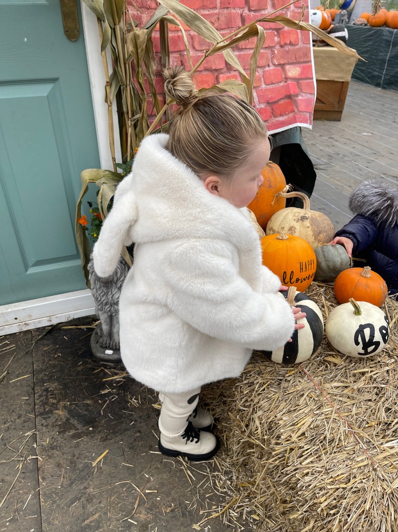 Luxury Faux Fur Coat with Bunny Ears