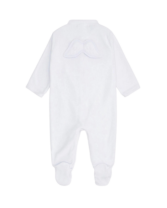 Angel Wing Velour Sleepsuit in Blue