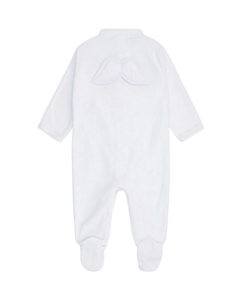 Angel Wing Velour Sleepsuit in Blue