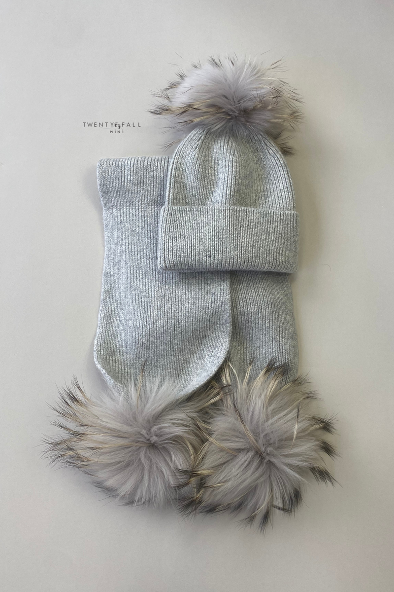 Grey Hat and Scarf Set