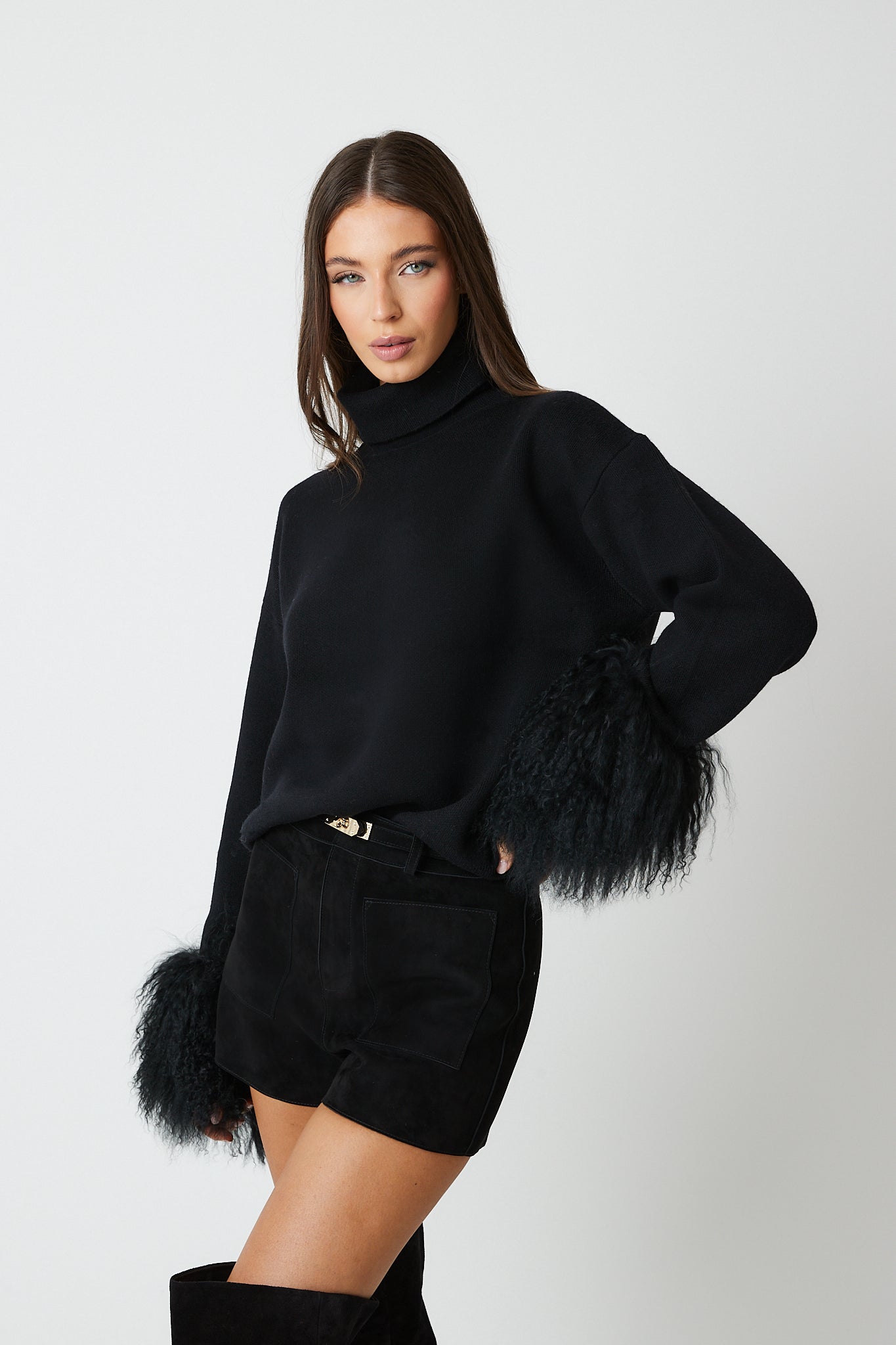 Jumper with Mongolian Fur Cuff – TwentyFall