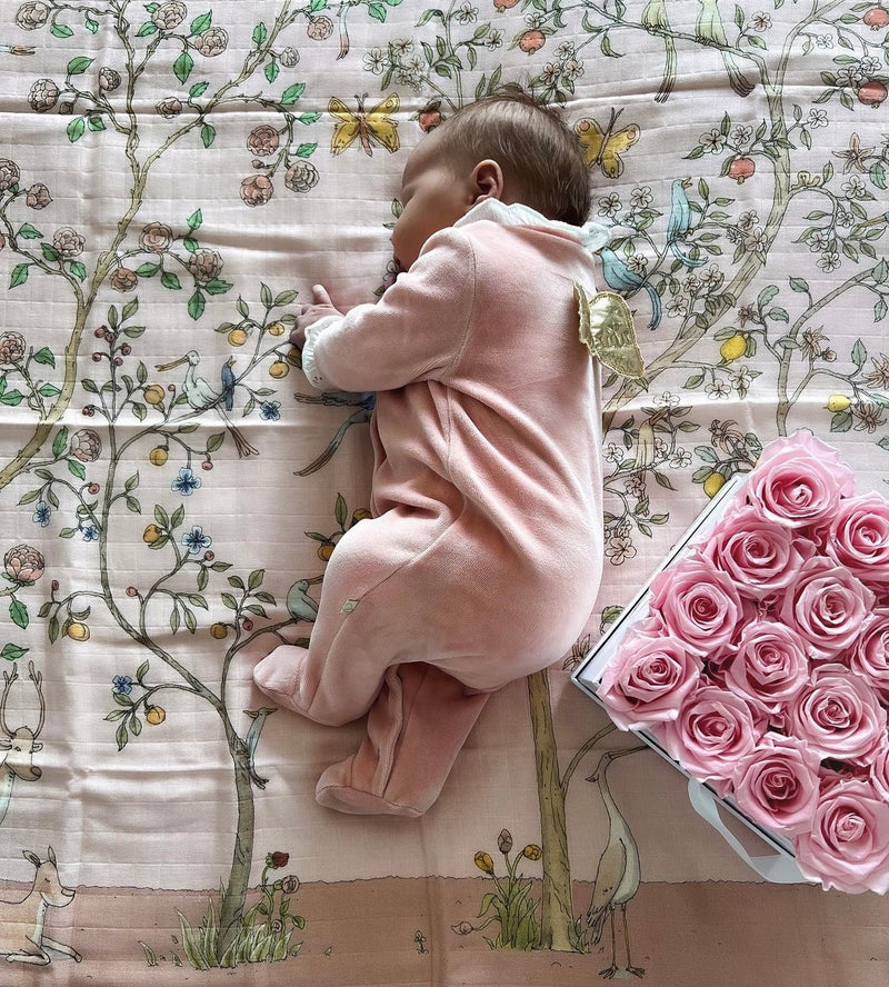 Angel Wing Gold Velour Sleepsuit in Dusty Pink