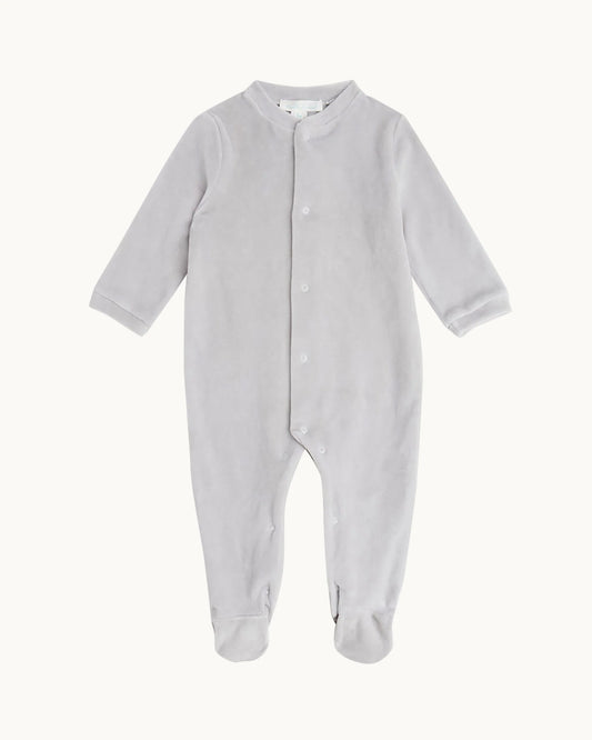 Angel Wing Silver Velour Sleepsuit in Grey