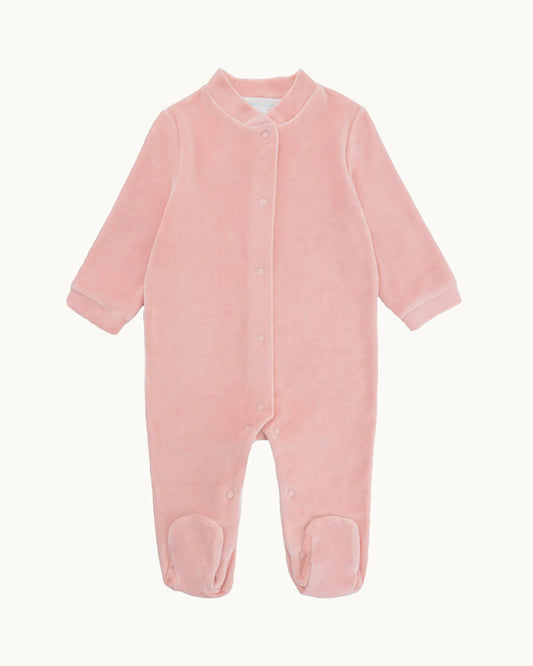 Angel Wing Gold Velour Sleepsuit in Dusty Pink