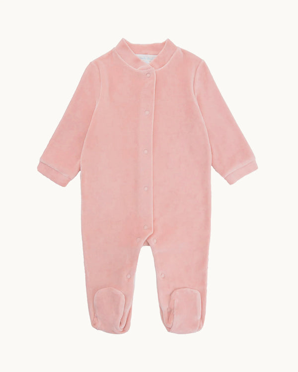 Angel Wing Gold Velour Sleepsuit in Dusty Pink