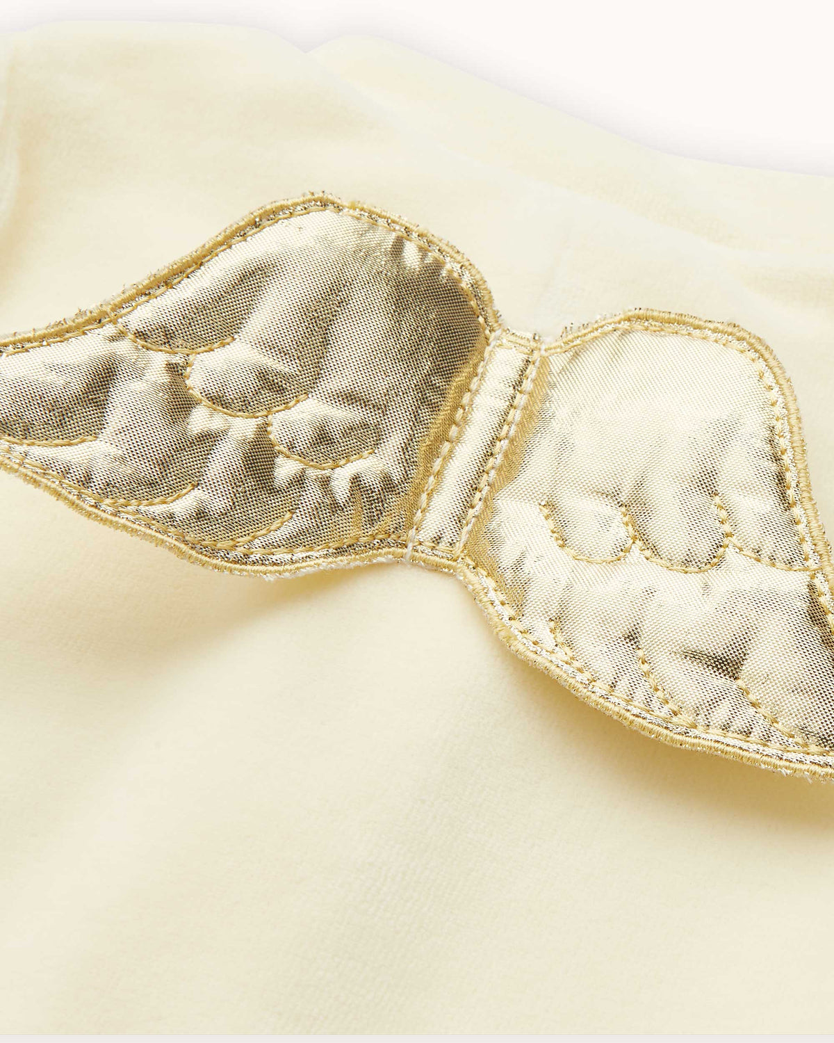 Angel Wing Gold Velour Sleepsuit in Cream