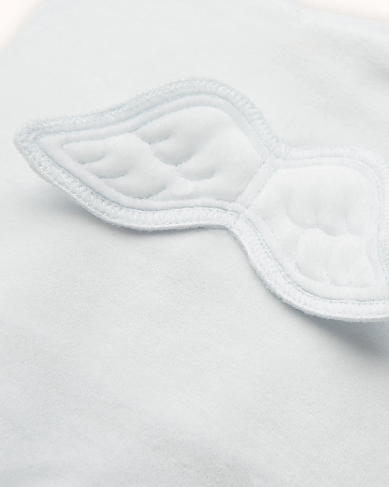 Angel Wing Velour Sleepsuit in Blue