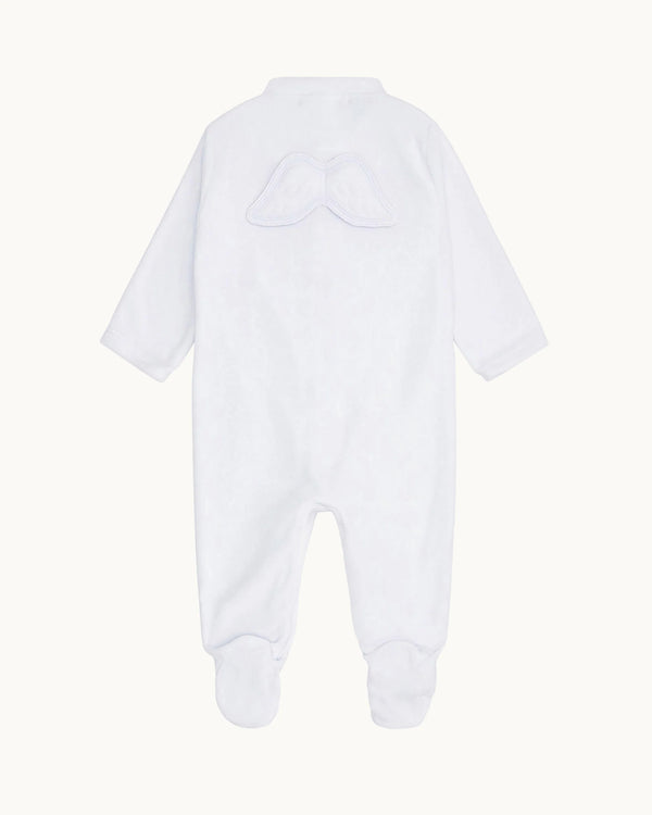 Angel Wing Velour Sleepsuit in Blue