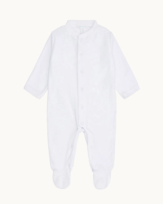 Angel Wing Velour Sleepsuit in Blue