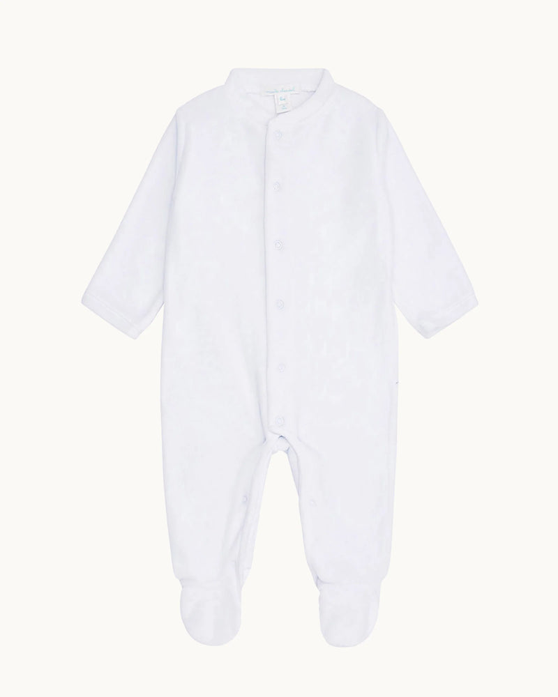 Angel Wing Velour Sleepsuit in Blue