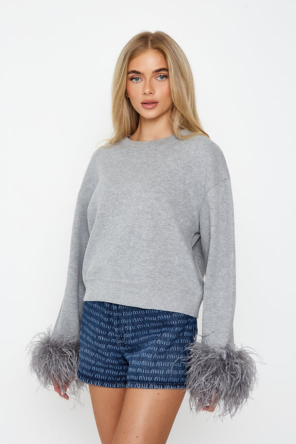 Feather Cuff Sweatshirt