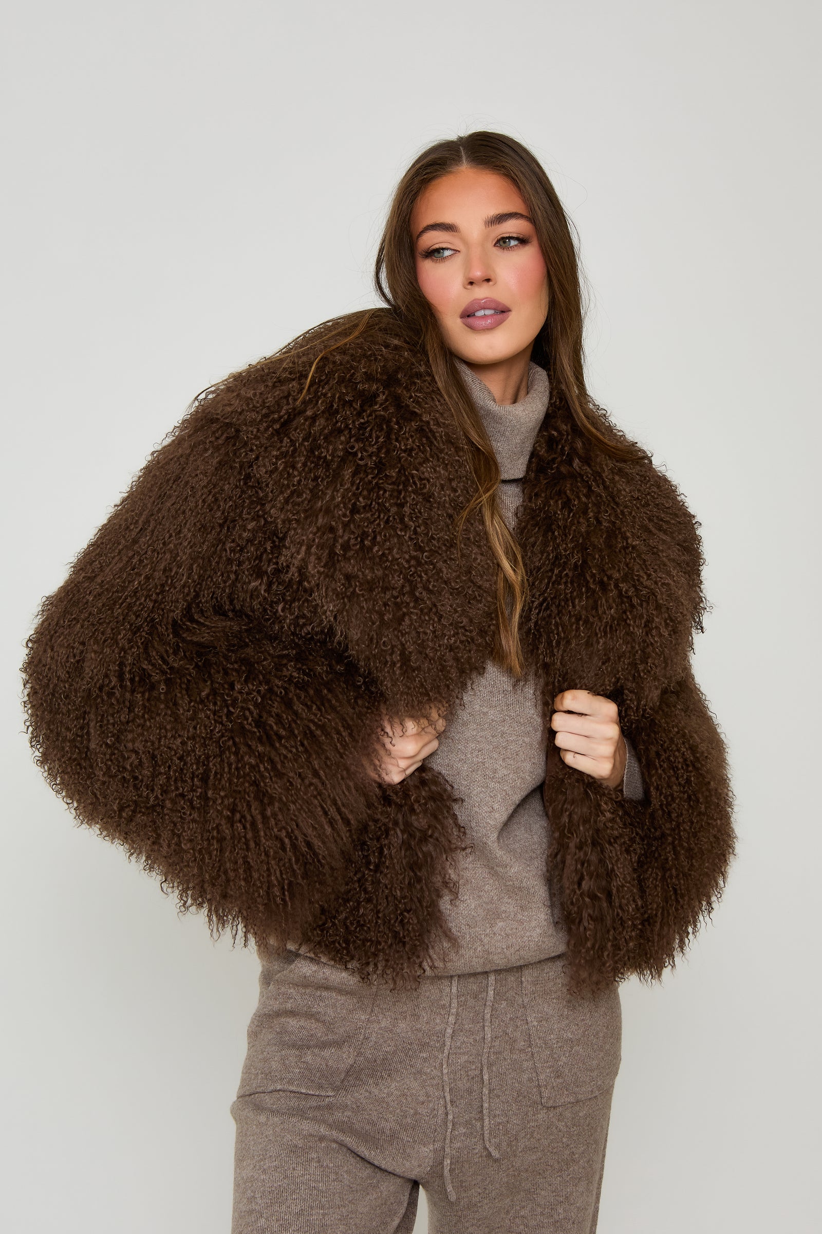 Elsa Cropped Mongolian Fur Coat – TwentyFall