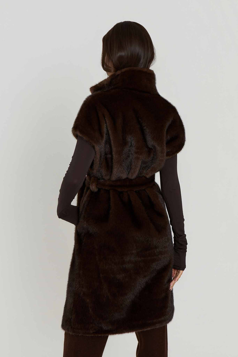 Vivian Premium Faux Fur Jacket with Belt Tie