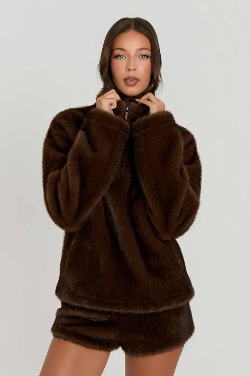 Aurora Luxury Faux Fur Half Zip