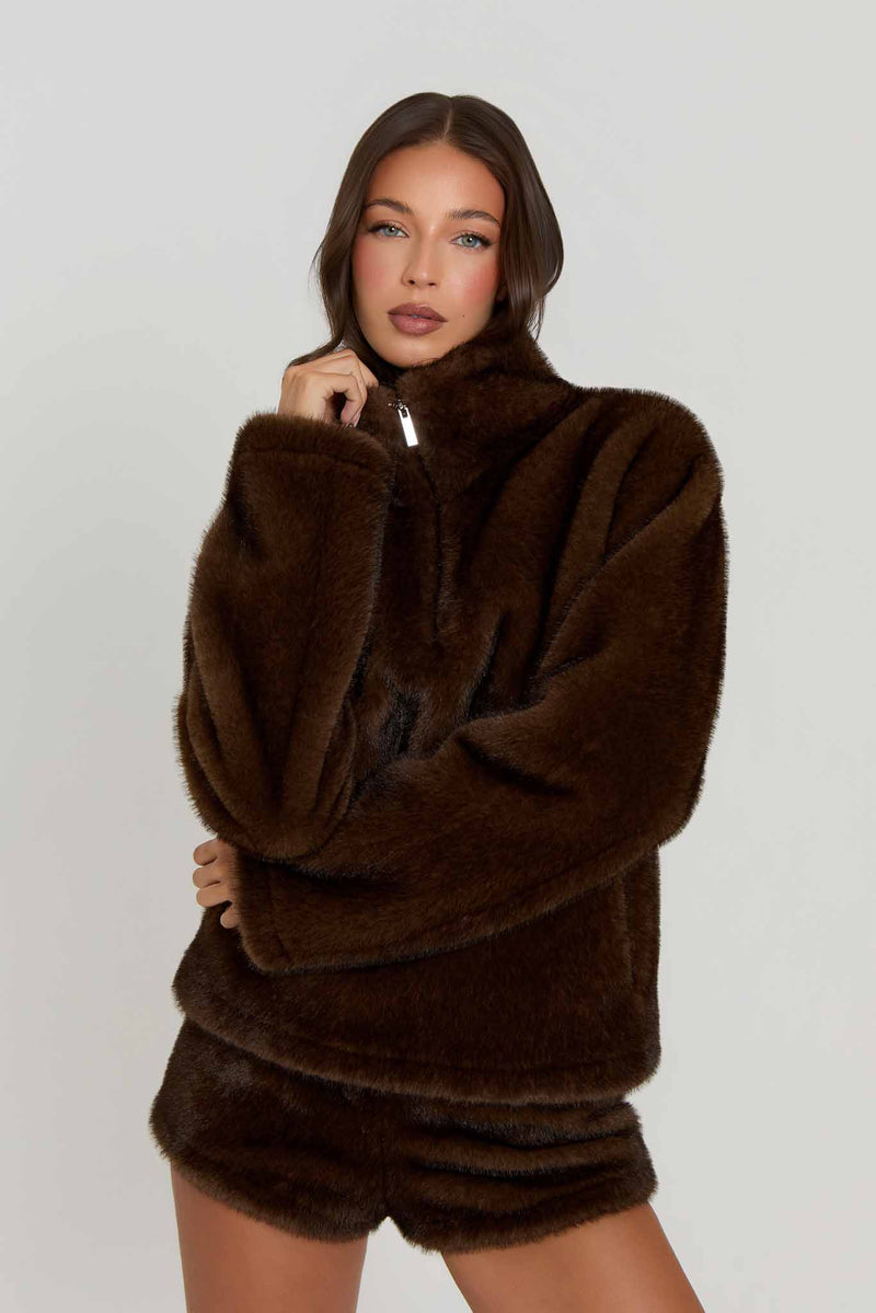 Aurora Luxury Faux Fur Half Zip