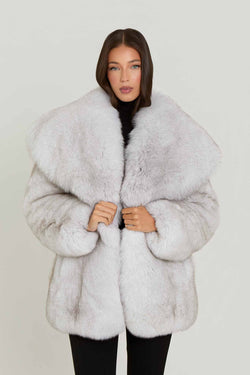 Gabi Full Pelt Fox Fur Coat with Collar