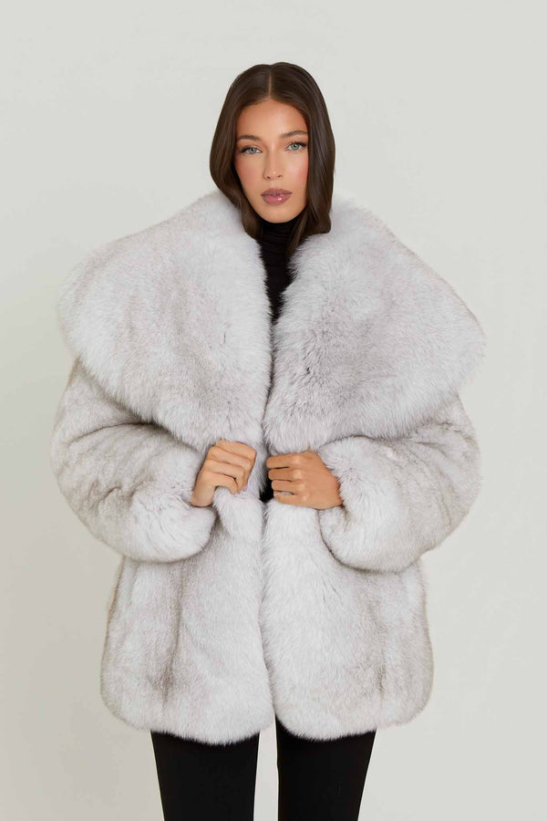 Gabi Full Pelt Fox Fur Coat with Collar