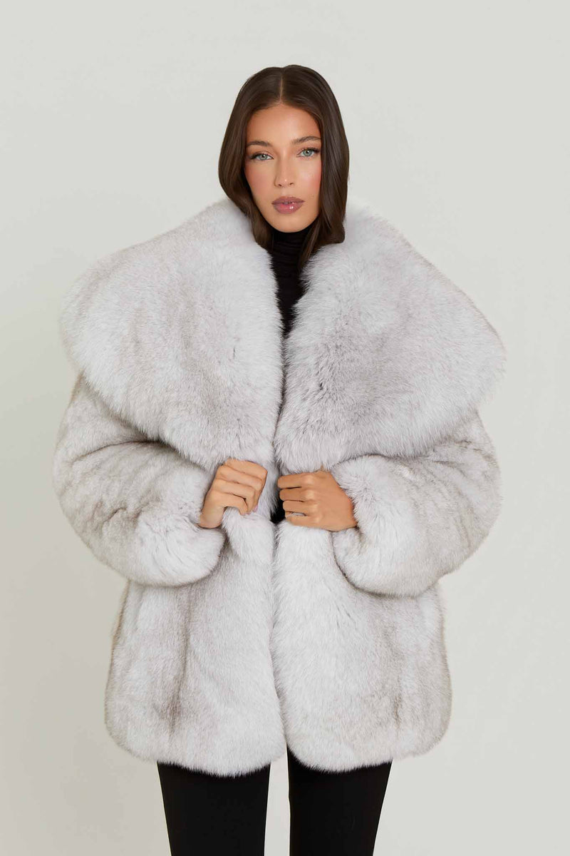 Gabi Full Pelt Fox Fur Coat with Collar