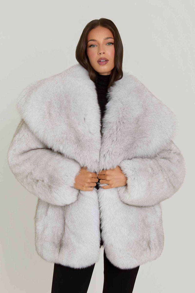 Gabi Full Pelt Fox Fur Coat with Collar