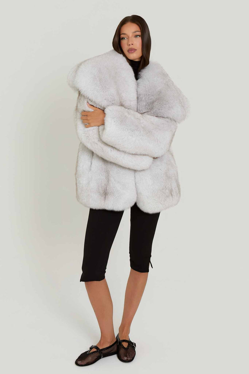 Gabi Full Pelt Fox Fur Coat with Collar
