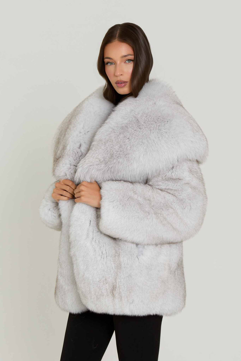 Gabi Full Pelt Fox Fur Coat with Collar