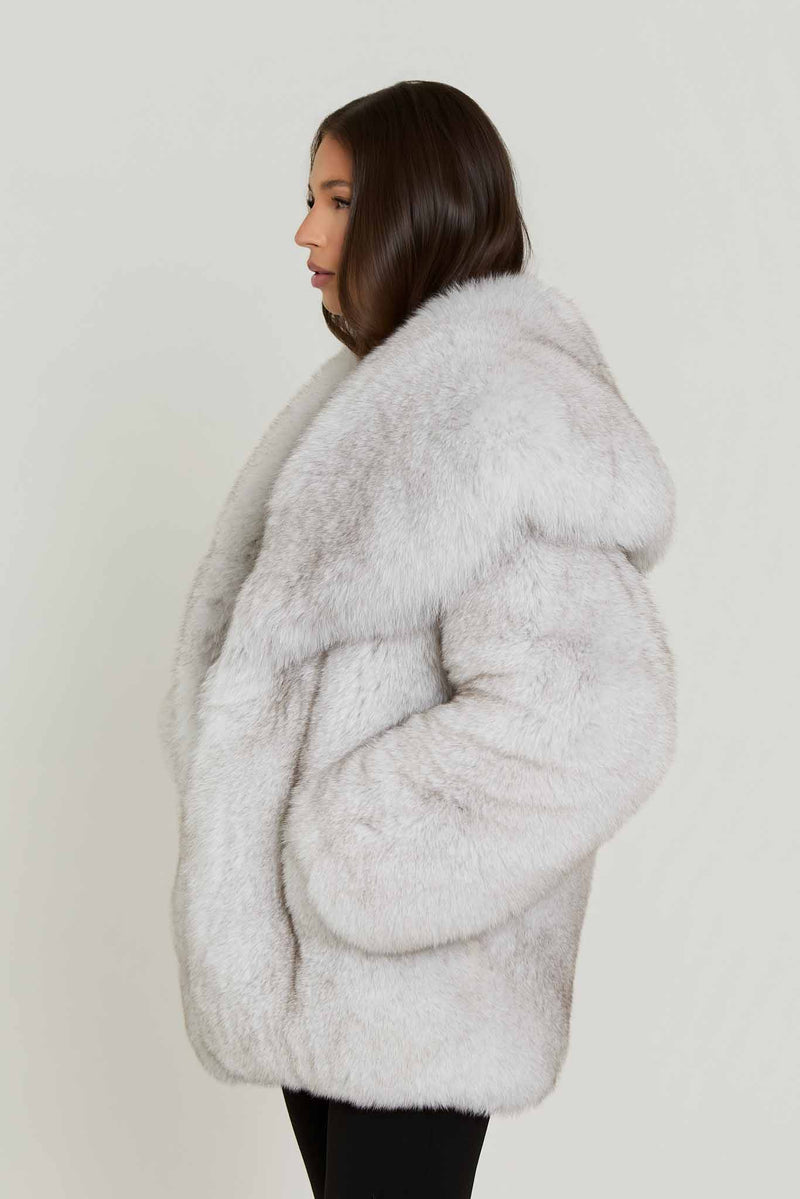 Gabi Full Pelt Fox Fur Coat with Collar