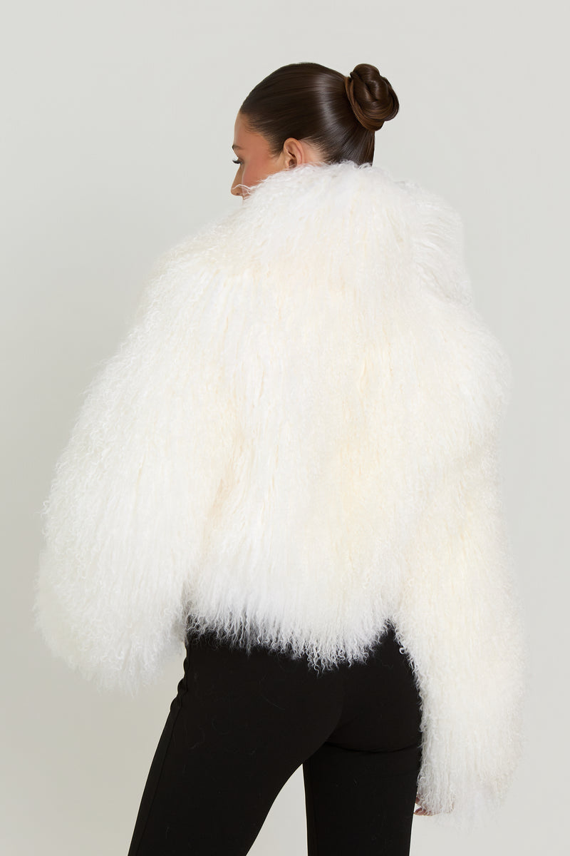 Elsa Cropped Mongolian Fur Coat