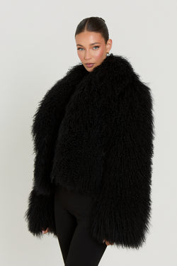 Elsa Cropped Mongolian Fur Coat