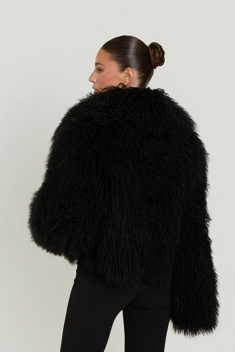 Elsa Cropped Mongolian Fur Coat