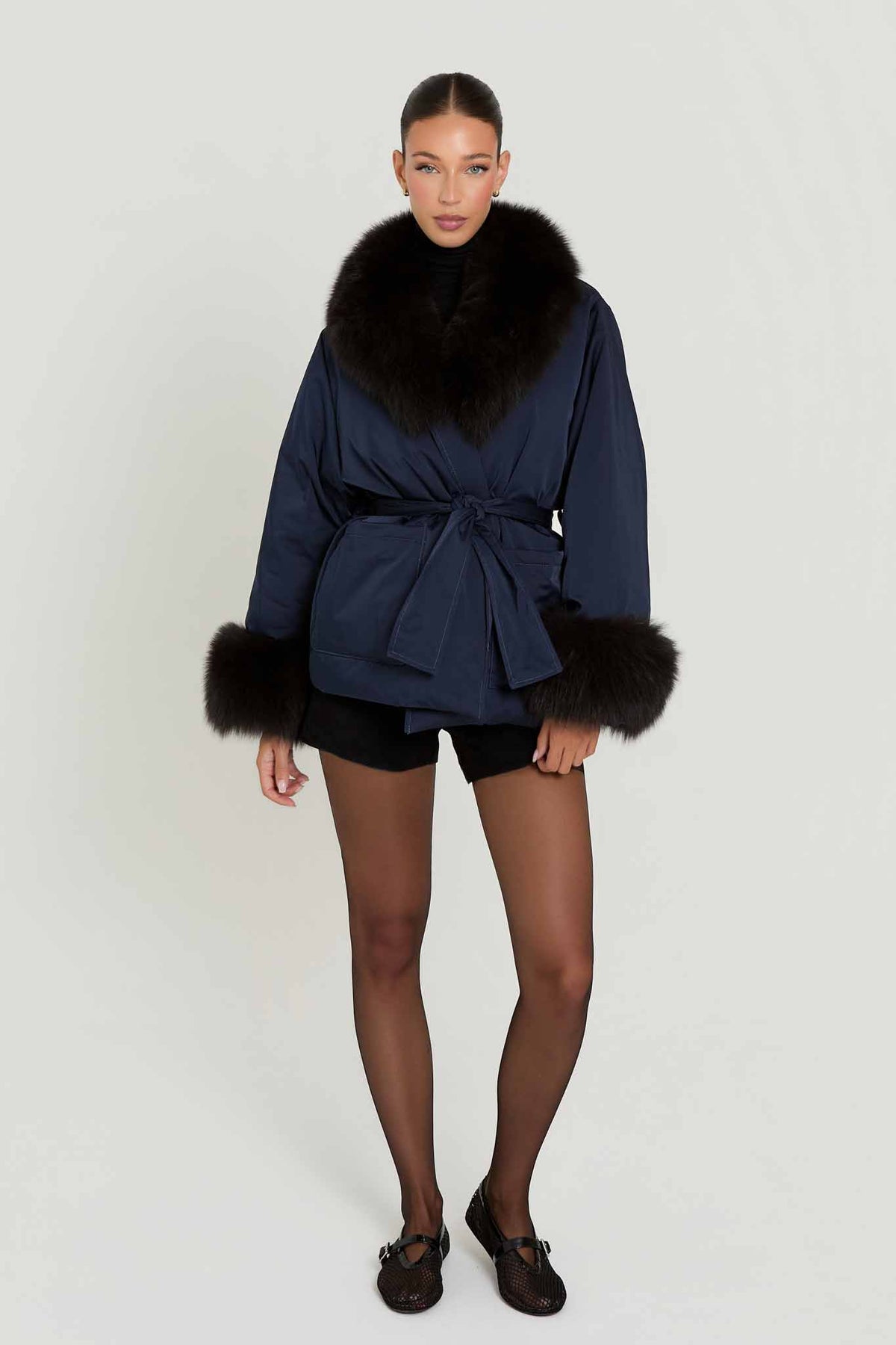 Billie Goose Down Coat with Fur Collar & Cuffs