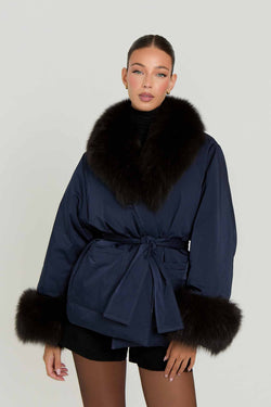 Billie Goose Down Coat with Fur Collar & Cuffs