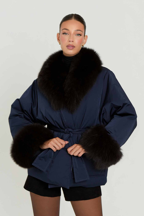 Billie Goose Down Coat with Fur Collar & Cuffs