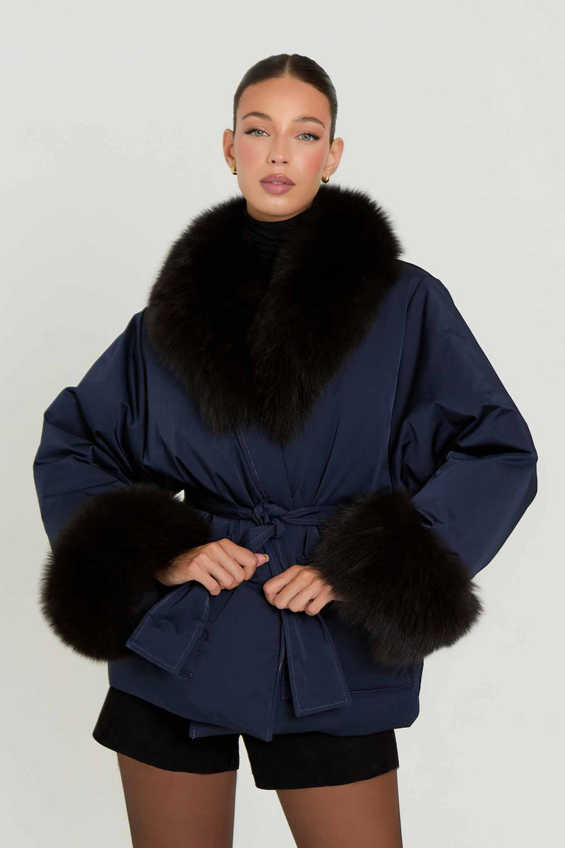 Billie Goose Down Coat with Fur Collar & Cuffs
