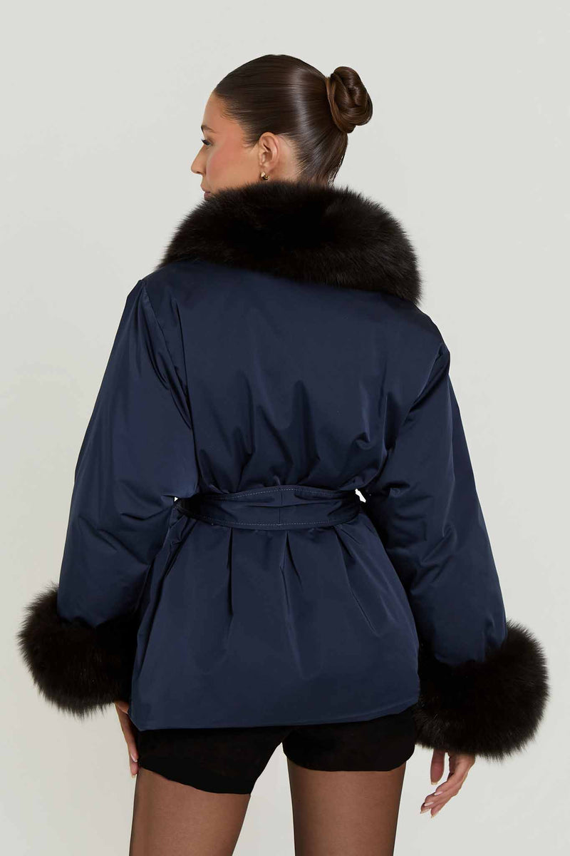 Billie Goose Down Coat with Fur Collar & Cuffs