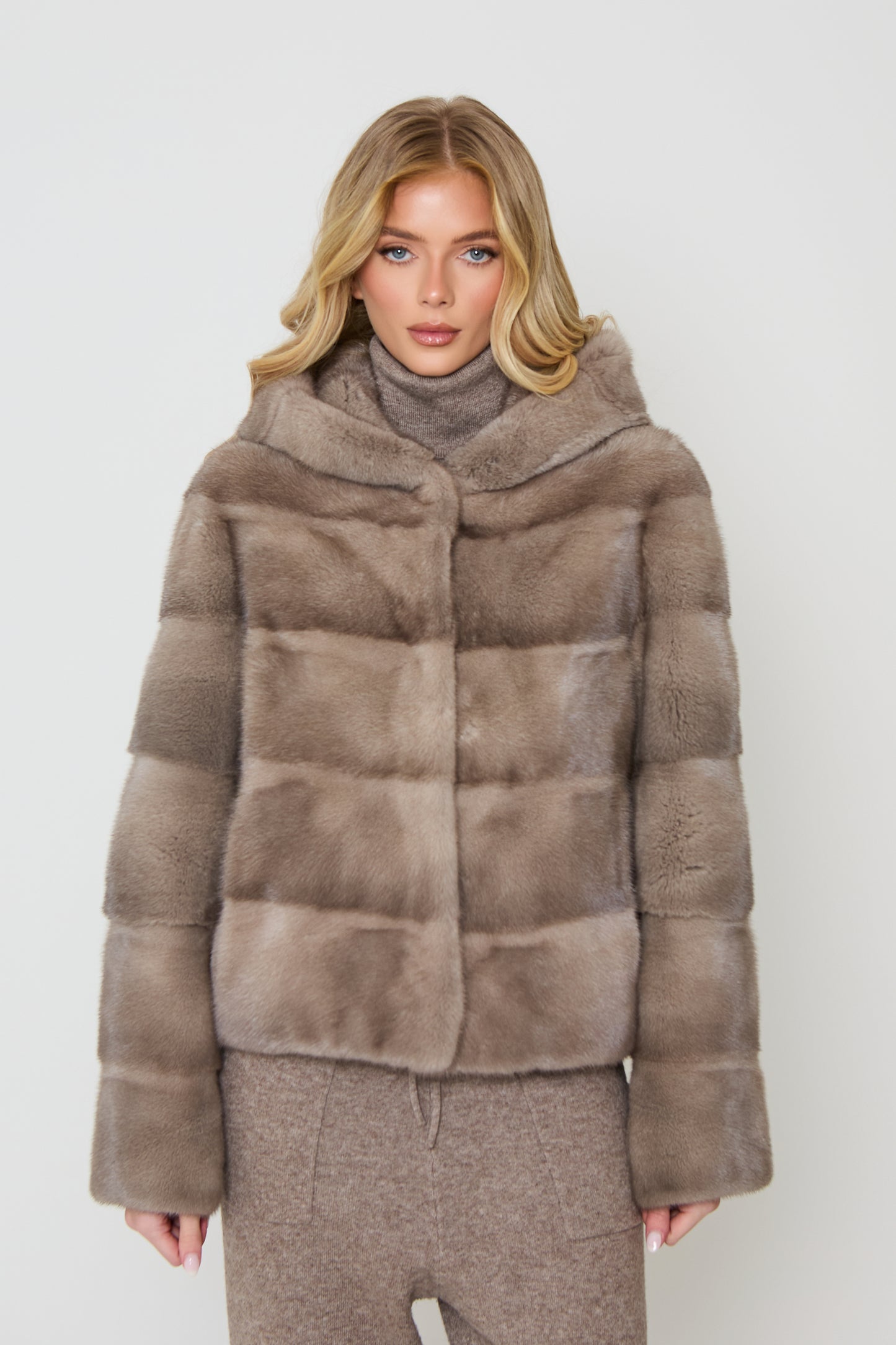 Luxury Mink Fur Coat with Hood