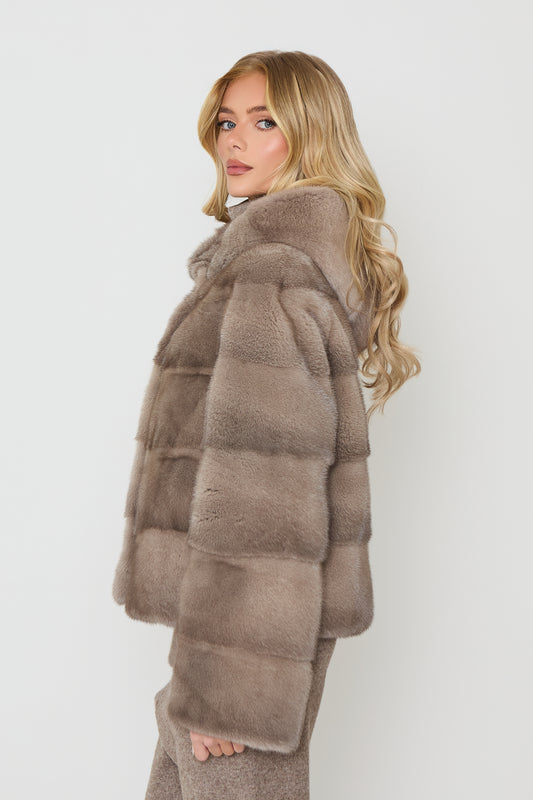 Luxury Mink Fur Coat with Hood