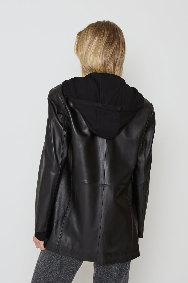Leather Blazer with Hoodie