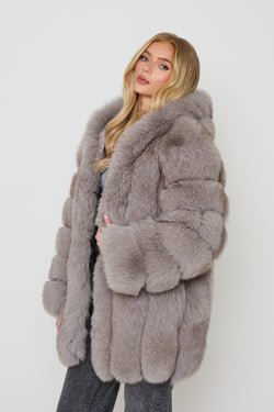 Chiara Fox Fur Coat with Hood