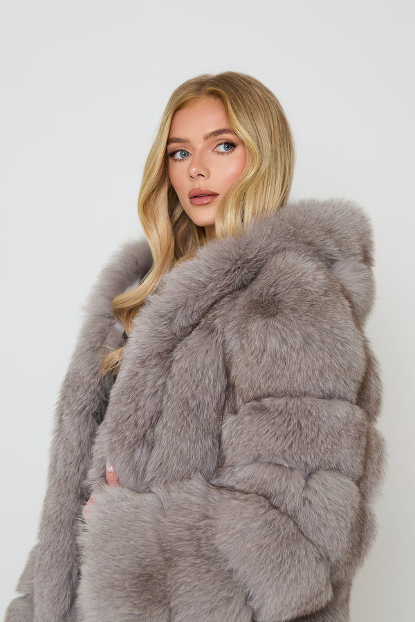 Chiara Fox Fur Coat with Hood
