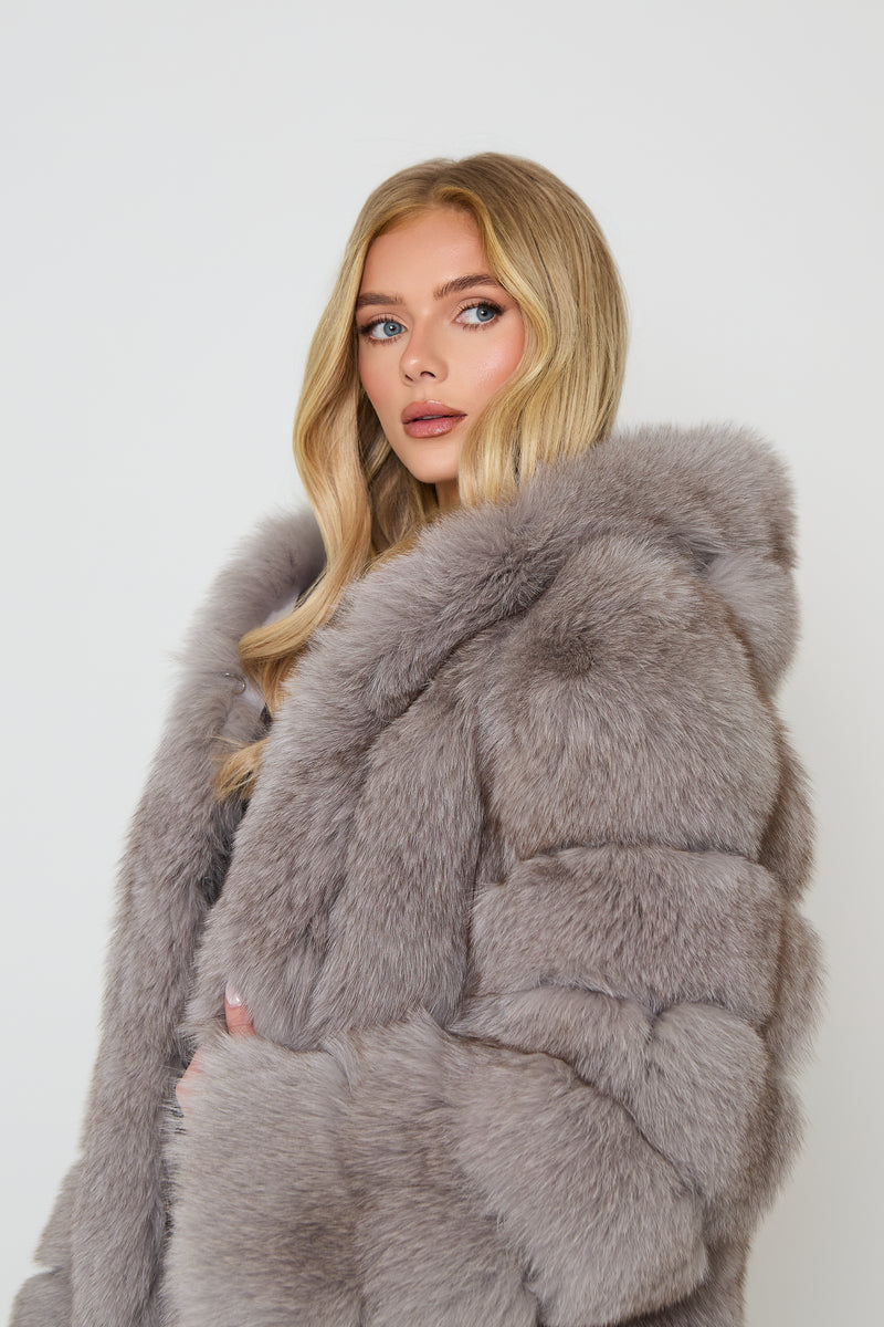 Chiara Fox Fur Coat with Hood