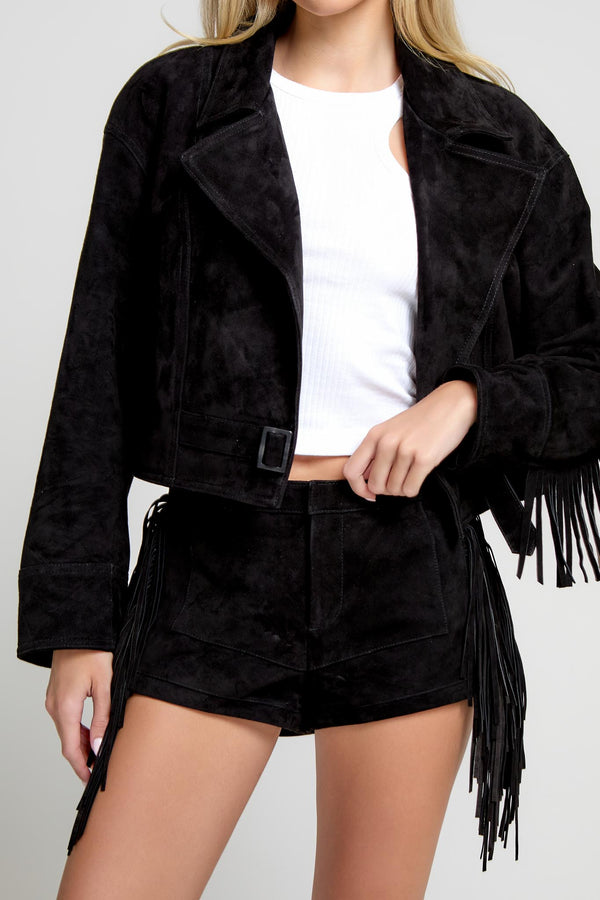 Fringe Suede Shorts