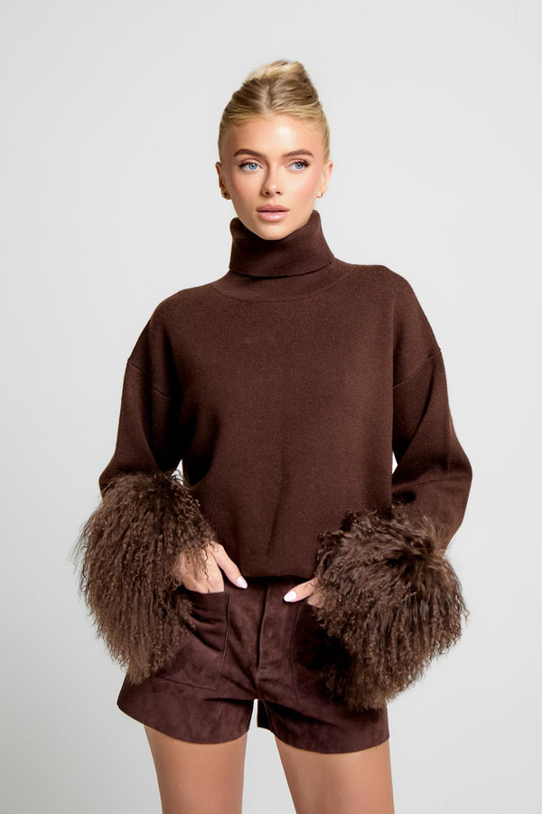 Jumper with Mongolian Fur Cuff
