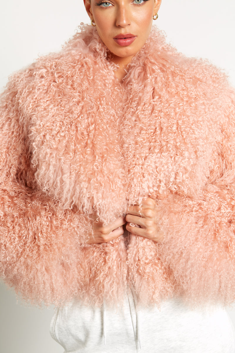 Elsa Cropped Mongolian Fur Coat