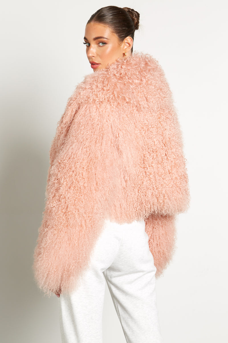 Elsa Cropped Mongolian Fur Coat