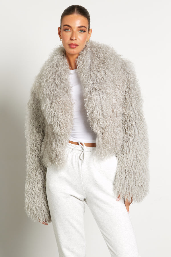 Elsa Cropped Mongolian Fur Coat