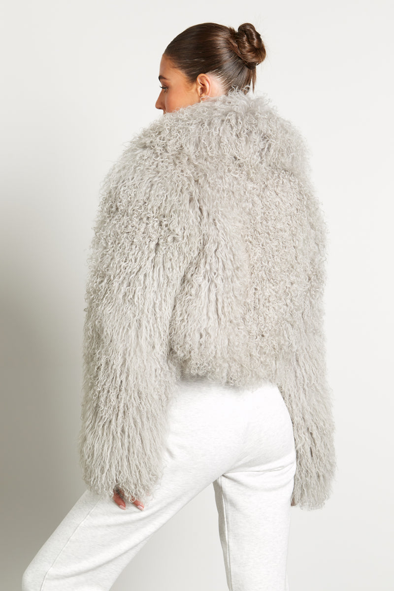 Elsa Cropped Mongolian Fur Coat