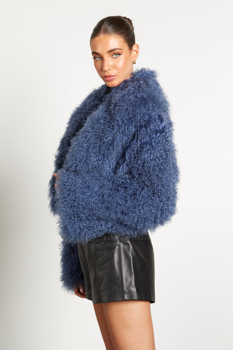 Elsa Cropped Mongolian Fur Coat