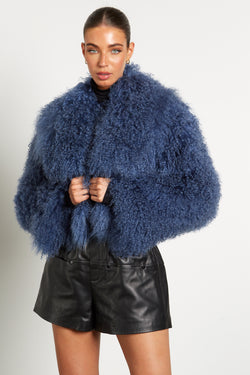 Elsa Cropped Mongolian Fur Coat