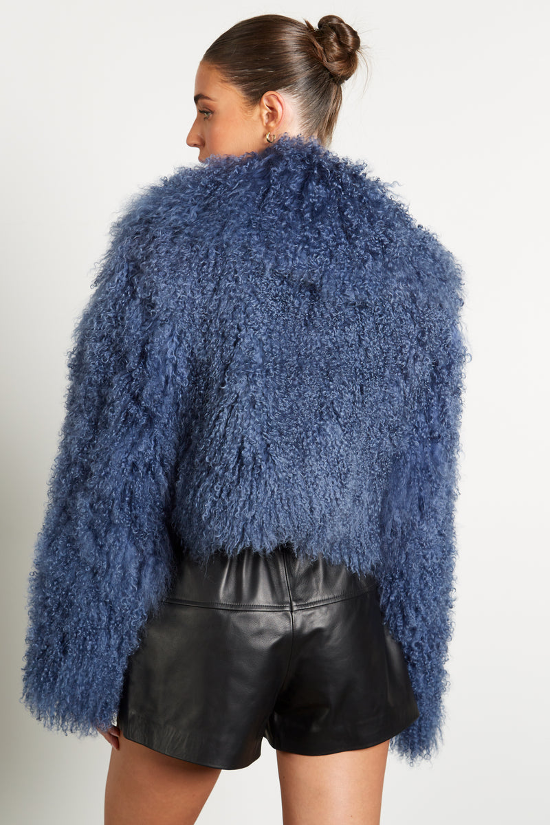 Elsa Cropped Mongolian Fur Coat