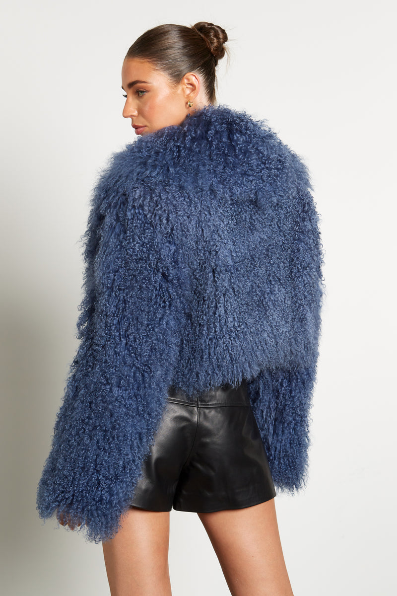 Elsa Cropped Mongolian Fur Coat